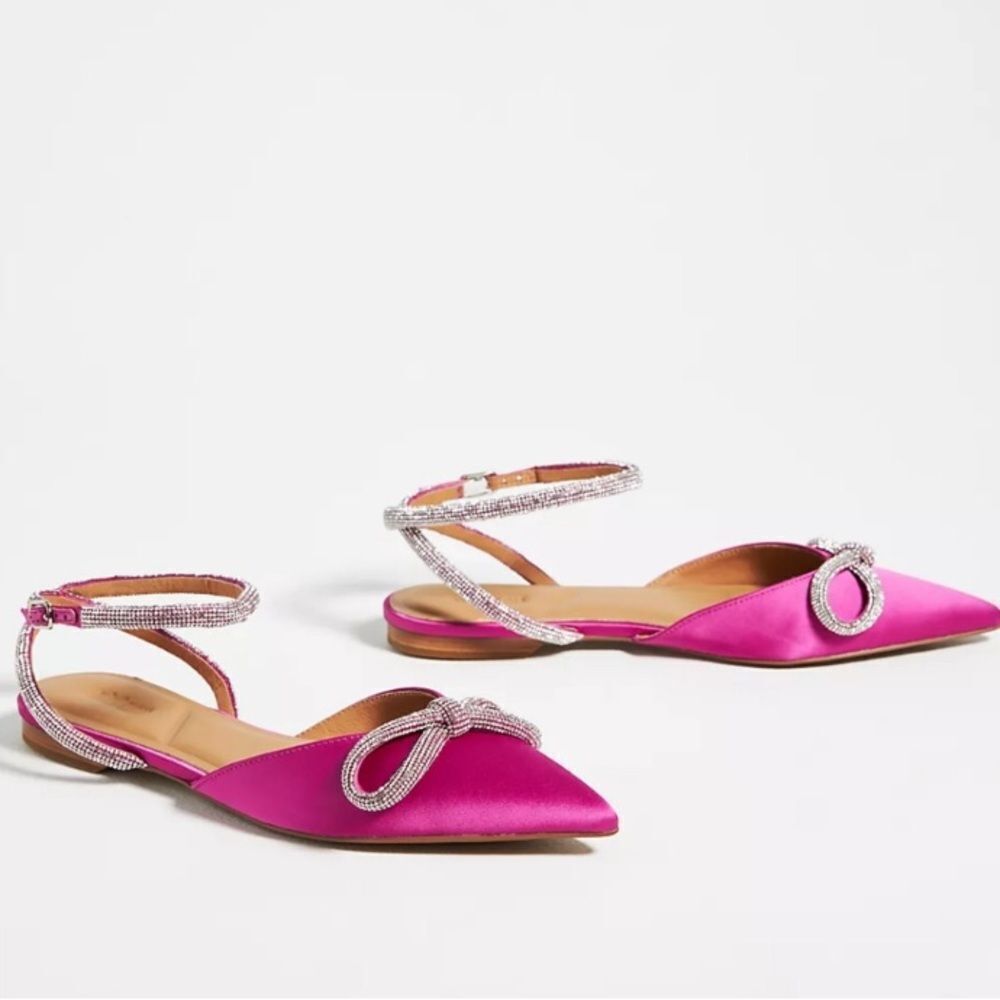 Bibi Lou x Anthropologie Pink Flats with Bow size 8